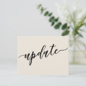 Simple Cream Uitgesteld Wedding Update Notice Briefkaart (Staand voorkant)
