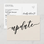 Simple Cream Uitgesteld Wedding Update Notice Briefkaart (Voorkant / Achterkant)