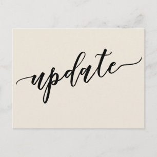 Simple Cream Uitgesteld Wedding Update Notice Briefkaart