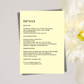 Simple Cream Wedding Details  Informatiekaartje