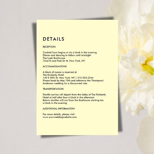 Simple Cream Wedding Details  Informatiekaartje