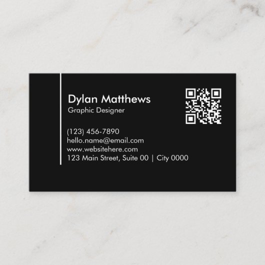 Simple Creative Modern Black Sleek Aesthetic Visitekaartje (Voorkant)