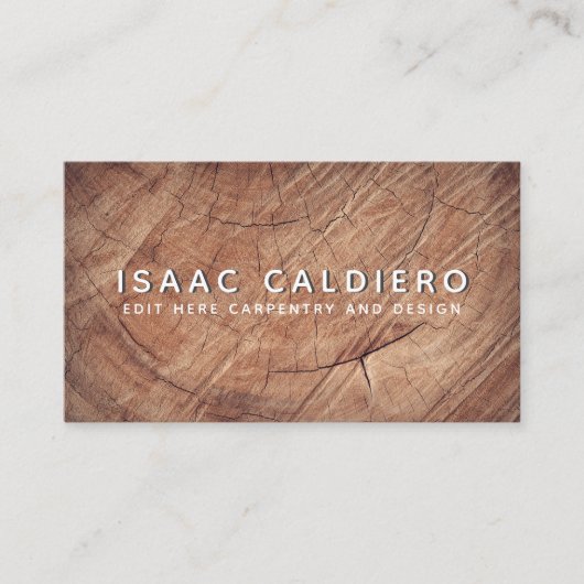 Simple Creative Wood Texture Rustic Carpenter Visitekaartje (Voorkant)