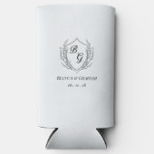 Simple Crest Monogram Wedding Seltzer Blikjeskoeler (Voorkant)