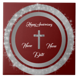 Simple Cross Customize Silver Anniversary Tegeltje