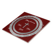 Simple Cross Customize Silver Anniversary Tegeltje (Zijkant)