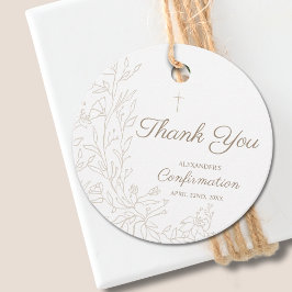 Simple Cross Floral Thank You Confirmation Bedankjes Labels
