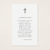 Simple Cross Funeral Memorial Photo Prayer Card Visitekaartje (Achterkant)