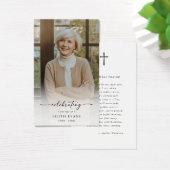 Simple Cross Funeral Memorial Photo Prayer Card Visitekaartje (Bureau)