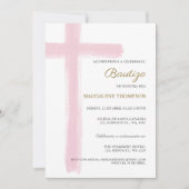 Simple Cross Girl Pink Baptism Bautizo Kaart (Voorkant)
