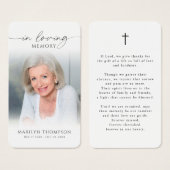 Simple Cross Photo Funeral Funeral Prayer Card Visitekaartje (Voorkant /achterkant)