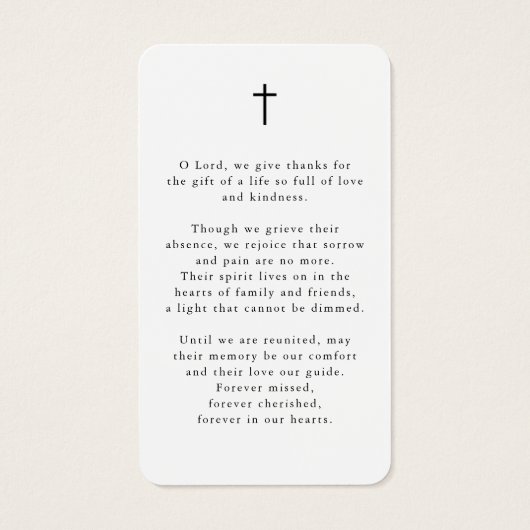 Simple Cross Photo Funeral Funeral Prayer Card Visitekaartje (Achterkant)