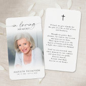 Simple Cross Photo Funeral Funeral Prayer Card Visitekaartje