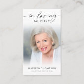 Simple Cross Photo  Funeral Memorial Prayer Card Visitekaartje (Voorkant)