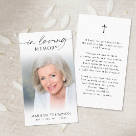 Simple Cross Photo  Funeral Memorial Prayer Card Visitekaartje
