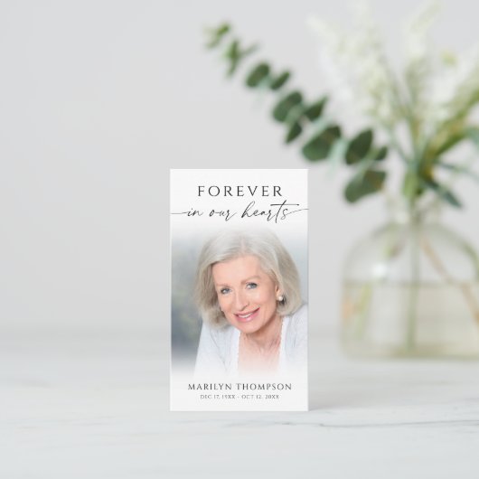 Simple Cross Photo  Funeral Memorial Prayer Card Visitekaartje (Staand voorkant)