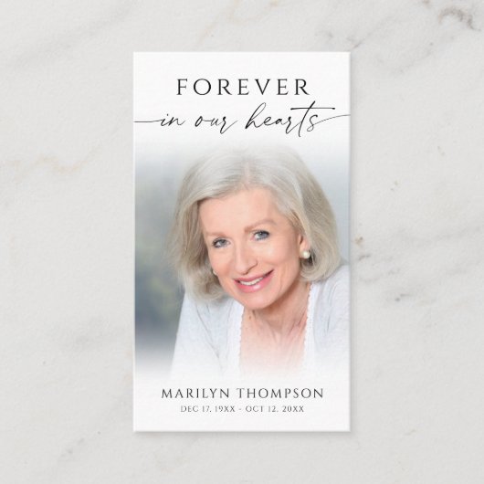 Simple Cross Photo  Funeral Memorial Prayer Card Visitekaartje (Voorkant)