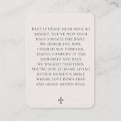 Simple Cross Photo Funeral Prayer Card Visitekaartje (Achterkant)