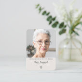 Simple Cross Photo Funeral Prayer Card Visitekaartje (Staand voorkant)