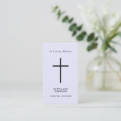Simple Cross Purple Lavender Memorial Prayer Card Visitekaartje (Staand voorkant)