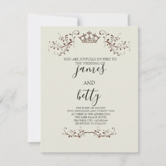 Simple Crown Minimalist Wedding Invitation Kaart