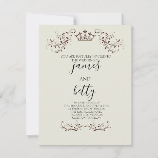 Simple Crown Minimalist Wedding Invitation Kaart (Voorkant)