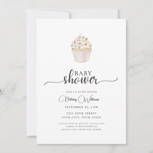 Simple Cupcake Baby shower Invitation Kaart (Voorkant)