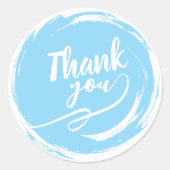 Simple Cursive Thank you Blue Ronde Sticker (Voorkant)