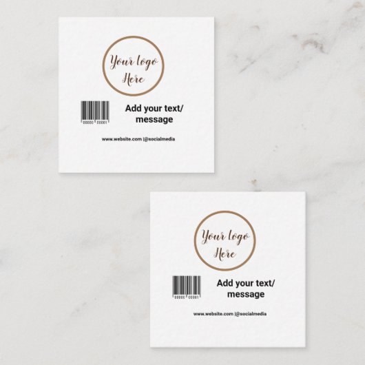 simple custom barcode add your text website QR  Sq Vierkante Visitekaartje (Voorkant / Achterkant)