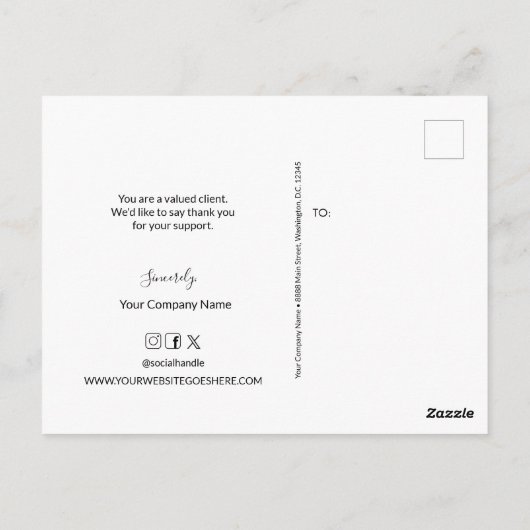 Simple Custom Business logo socials dank u Briefkaart (Achterkant)