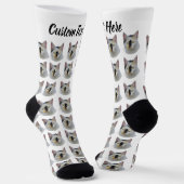 Simple Custom Cat Pet Photo Personalized Text Sock Sokken (Gebogen)