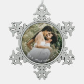 Simple Custom Couple Photo and date Personalized Tin Sneeuwvlok Ornament (Voorkant)