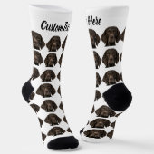 Simple Custom Dog Pet Photo Personalized Text Sock Sokken (Gebogen)