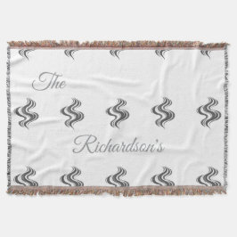 Simple Custom Family Name Black & White  Deken