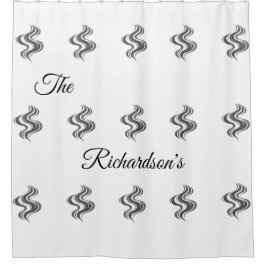 Simple Custom Family Name Black & White  Douchegordijn