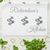 Simple Custom Family Name Black & White  Theedoek (Gevouwen)