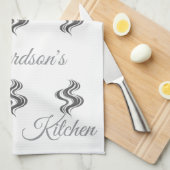 Simple Custom Family Name Black & White  Theedoek (Quarter Fold)