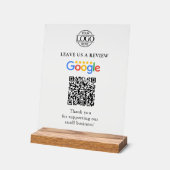 Simple Custom Google Reviews QR Code Business Logo Acryl Bord (Hoek)
