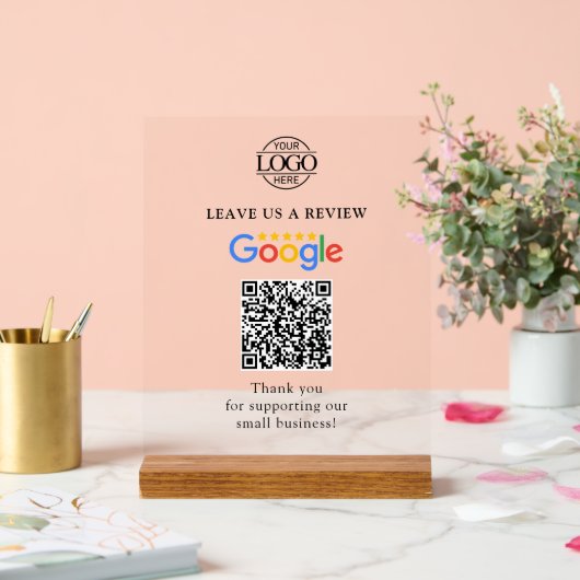 Simple Custom Google Reviews QR Code Business Logo Acryl Bord (Huwelijk)