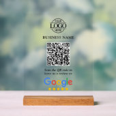 Simple Custom Google Reviews QR Code Business Logo Acryl Bord (Neutraal)