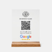Simple Custom Google Reviews QR Code Business Logo Acryl Bord (Voorkant)