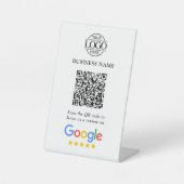 Simple Custom Google Reviews QR Code Business Logo Reclamebord Met Voetstuk (Voorkant)