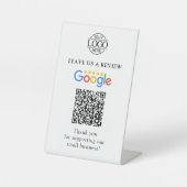 Simple Custom Google Reviews QR Code Business Logo Reclamebord Met Voetstuk (Voorkant)