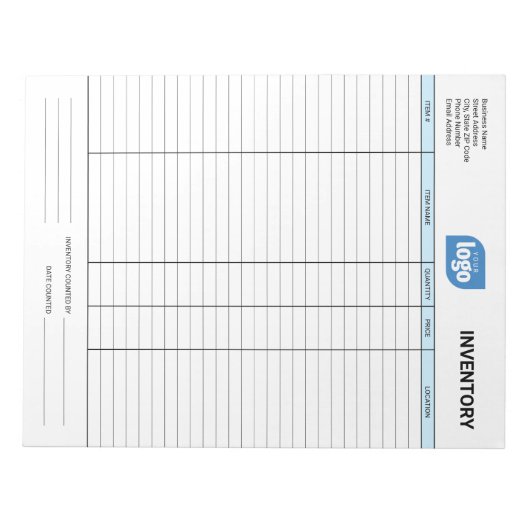 Simple Custom Logo Business Inventory Notepad Notitieblok (Voorkant)