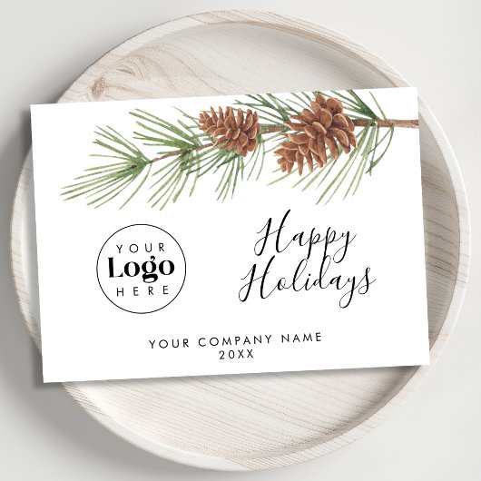 Simple Custom Logo Holiday Business Thank You Card Feestdagenkaart