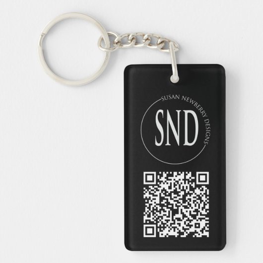 Simple Custom Logo QR Code Business Sleutelhanger (Voorkant)