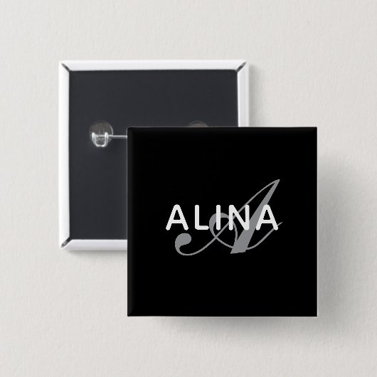 Simple Custom Name Monogram 2''Scratch Resistant Vierkante Button 5,1 Cm (Voorkant /achterkant)