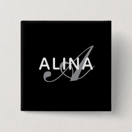 Simple Custom Name Monogram 2''Scratch Resistant Vierkante Button 5,1 Cm