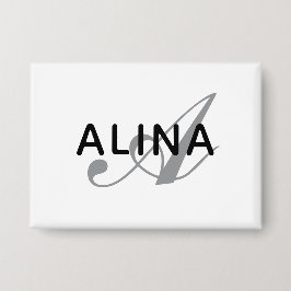 Simple Custom Name Monogram Rectangle 3.5" x 2.5 Button