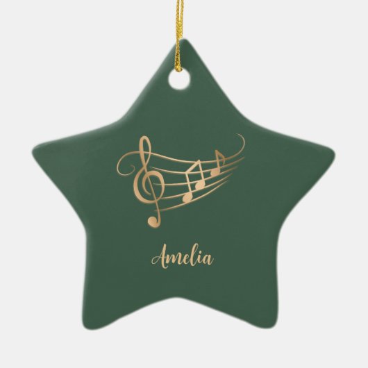 Simple Custom Name Musical Elegant Christmas Keramisch Ornament (Voorkant)